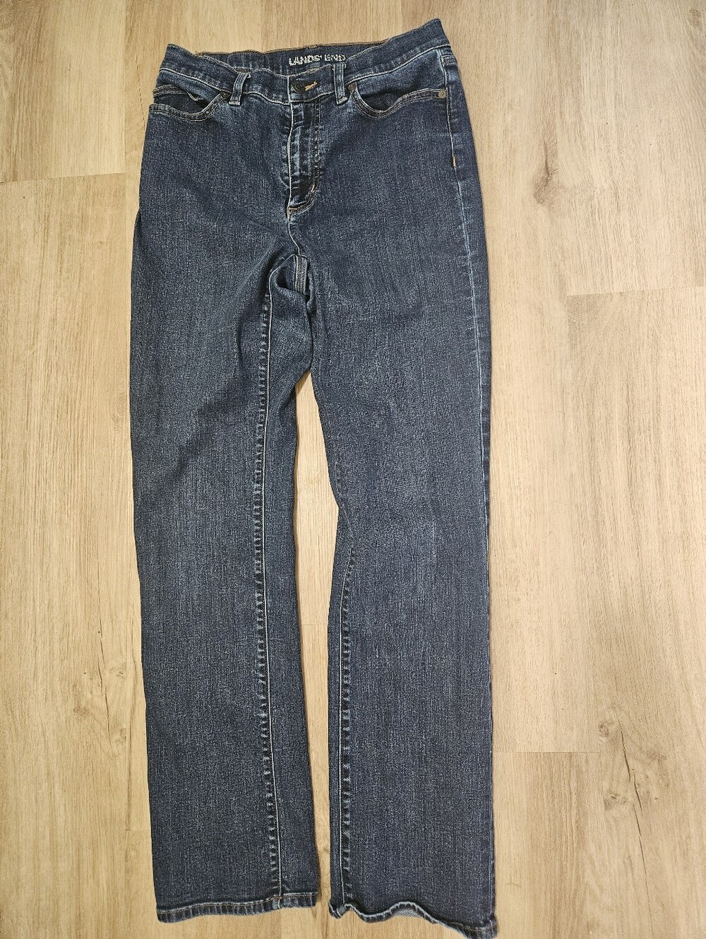 Lands' End High Rise Straight Leg Jeans Dark Wash Denim Size 8
